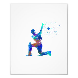 Cricket spielen in Aquarell Fotodruck