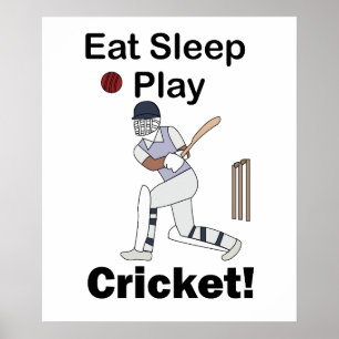 Cricket Sport Essen Schlafen Spielen Cricket Poster