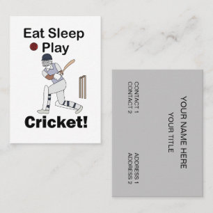 Cricket Sport Essen Schlafen Spielen Cricket Visitenkarte