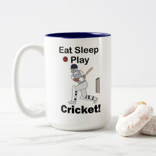 Cricket Sport Essen Schlafen Spielen Cricket Zweifarbige Tasse