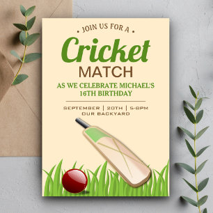 Cricket Sport Invitation de fête d'anniversaire