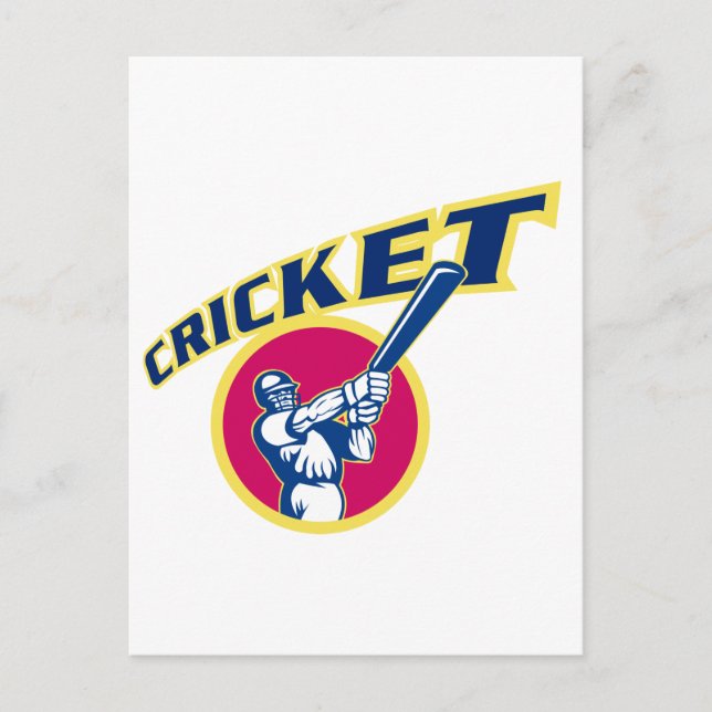 Cricket Sport Schlagmann Postkarte (Vorderseite)