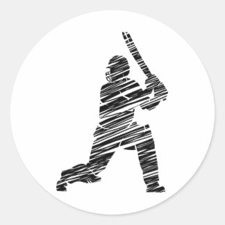 Cricket Sport Spieler 8 Runder Aufkleber