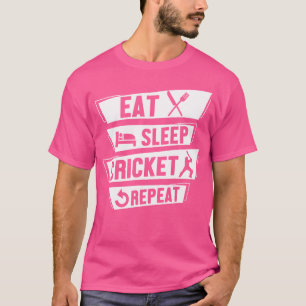 Cricket Sports Player isst Schlaf Cricket Wiederho T-Shirt