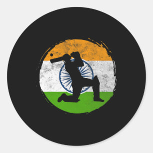 Cricket-Sportspiel Flagge Indiens Cricket-Spieler Runder Aufkleber