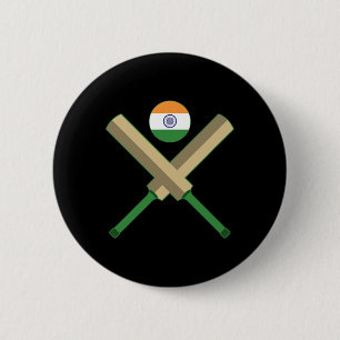 Cricket T Cricket Ll Indische Flagge Indien Cricke Button