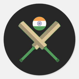 Cricket T Cricket Ll Indische Flagge Indien Cricke Runder Aufkleber