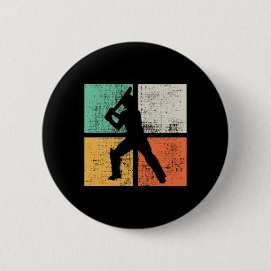 Cricket Tsman Geschenk Spieler Trainer Retro Button