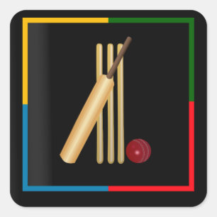 Cricket, Weide, Fledermaus und Ball, Quadratischer Aufkleber