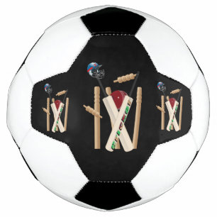 Cricket-Wickel, -Fledermäuse und -Ball, Fußball