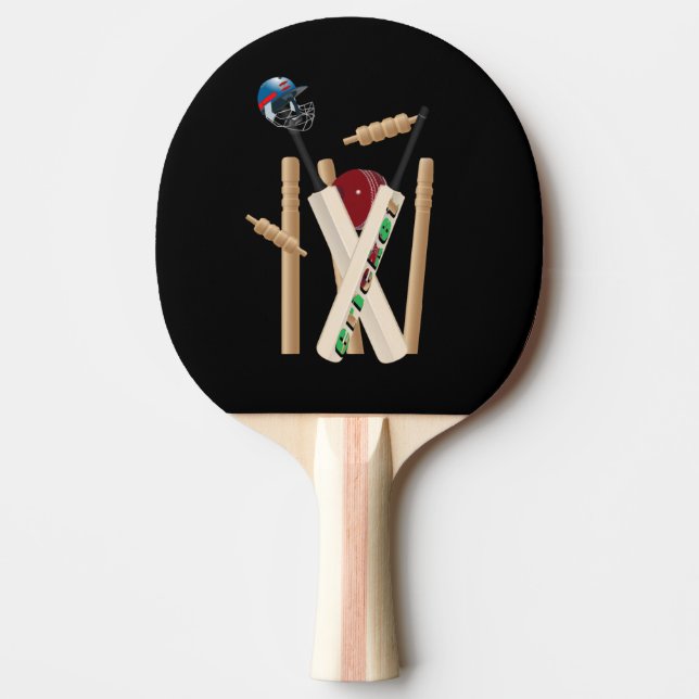Cricket-Wickel, -Fledermäuse und -Ball, Tischtennis Schläger (Vorderseite)