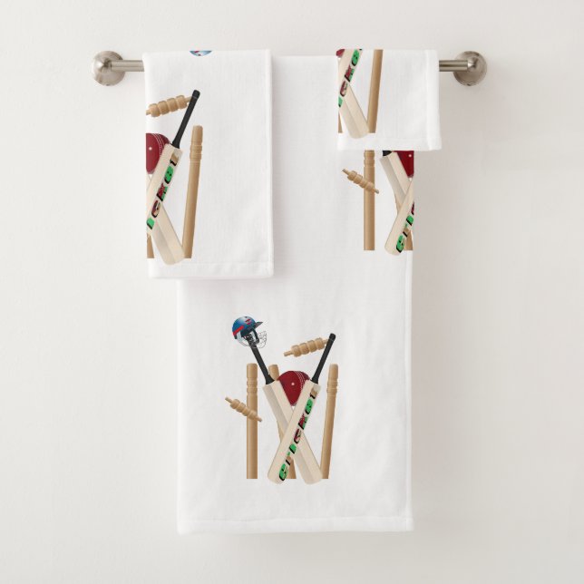Cricket-Wickel und Ball, Badetuch-Set Badhandtuch Set (Insitu)