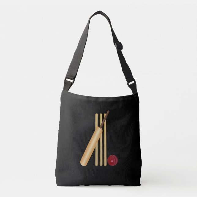 Cricket - Wicket, Bat und Ball Tragetaschen Mit Langen Trägern (Vorderseite)