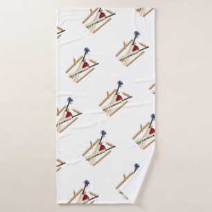 Cricket Wickets und Ball, Badehandtuch