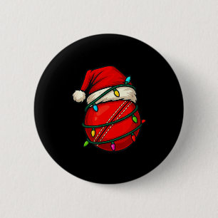 Cricketball mit Santa-Hut Lustiges Weihnachten Xma Button
