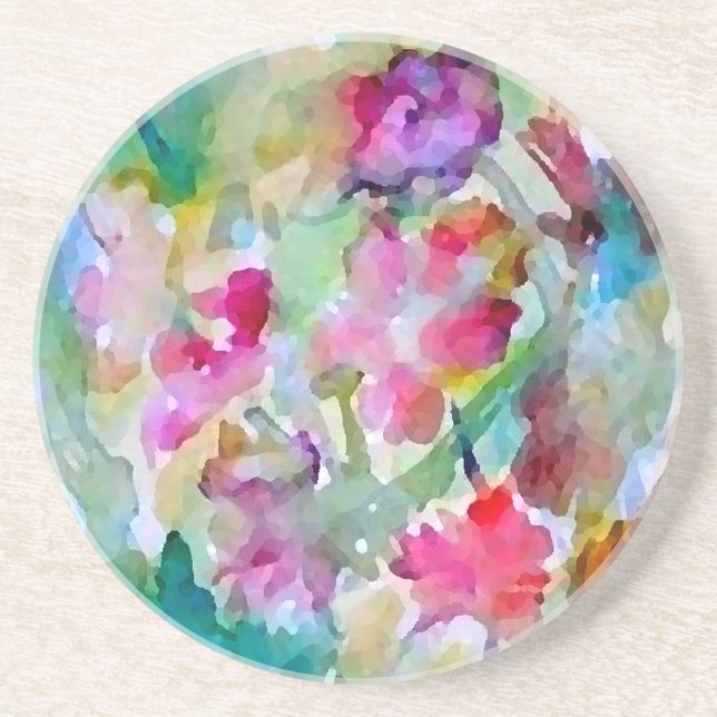 CricketDiane Blumen-GartenWatercolor abstrakt Sandstein Untersetzer (Vorne)