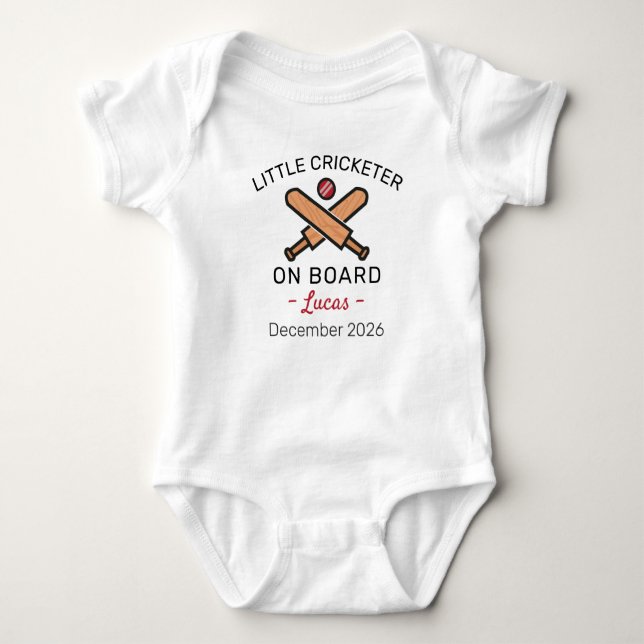 Cricketer - Little Cricketer on Board - Cricket Baby Strampler (Vorderseite)