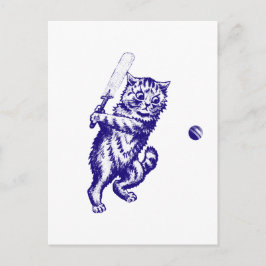 Cricketing Cat Geschenke Postkarte