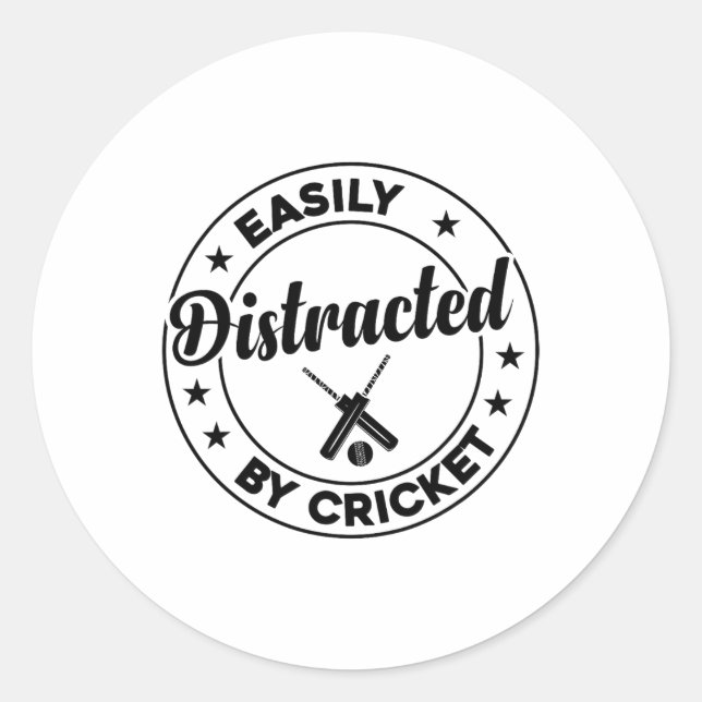 Cricketing Cricket Player - Easily Distracted By C Runder Aufkleber (Vorderseite)