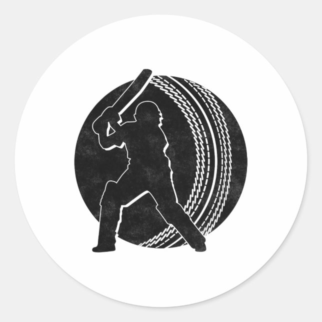 Cricketspieler 11  runder aufkleber (Vorderseite)