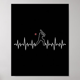 Cricketspieler Herzschlag Cricket-Geschenk Poster