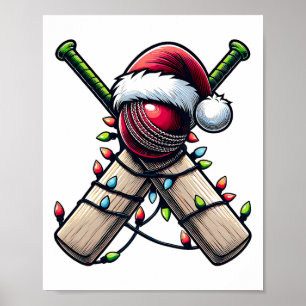 Cricketspieler-Team-Weihnachtsmütze Xmas  Poster
