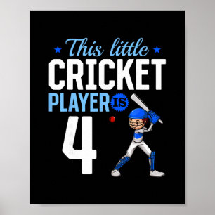 Cricketspieler zum 4. Geburtstag Poster