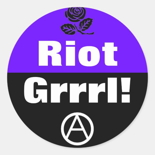 crier grrrl ! autocollant rond (Devant)