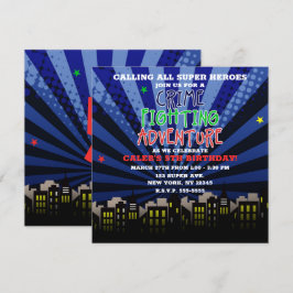 Crime Fighting Adventure Super Hero Birthday Party Einladung