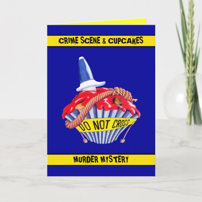 Crime Scene Cupcake Murder Mystery Invitation Card Einladung (Vorderseite)
