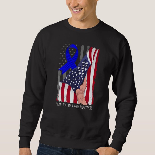 Crime Victims Rights Awareness American Flag Blue  Sweatshirt (Vorderseite)