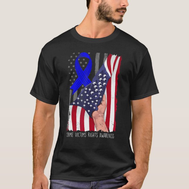 Crime Victims Rights Awareness American Flag Blue  T-Shirt (Vorderseite)