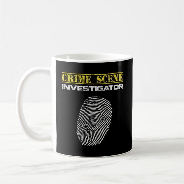 Crimescene Ermittler Fingerabdruckpolizei Kaffeetasse (Links)