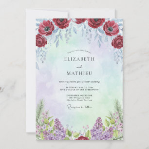 Crimson Amethyst Mohn Hochzeit Einladung
