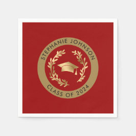 Crimson and Gold Class of 2024 Graduation Party Serviette