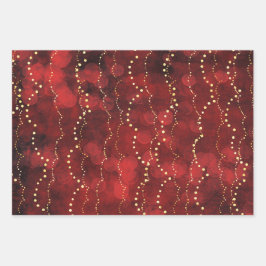 Crimson and Gold Fairy Lights Weihnachten Geschenkpapier Set