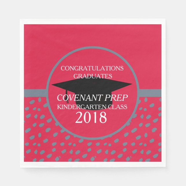 Crimson and Gray Kindergarten Graduierungspartei Serviette (Vorderseite)