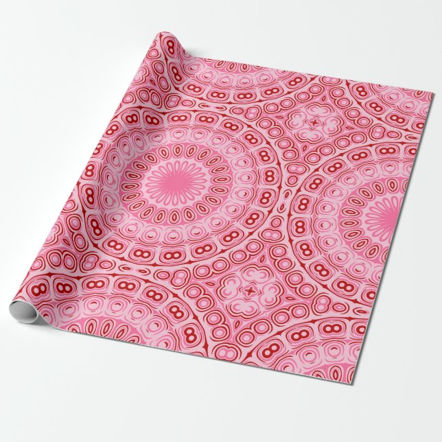 Crimson and Pink Mandala Pattern Geschenkpapier (Ungerollt)