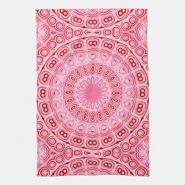 Crimson and Pink Mandala Pattern Geschirrtuch (Vertikal)