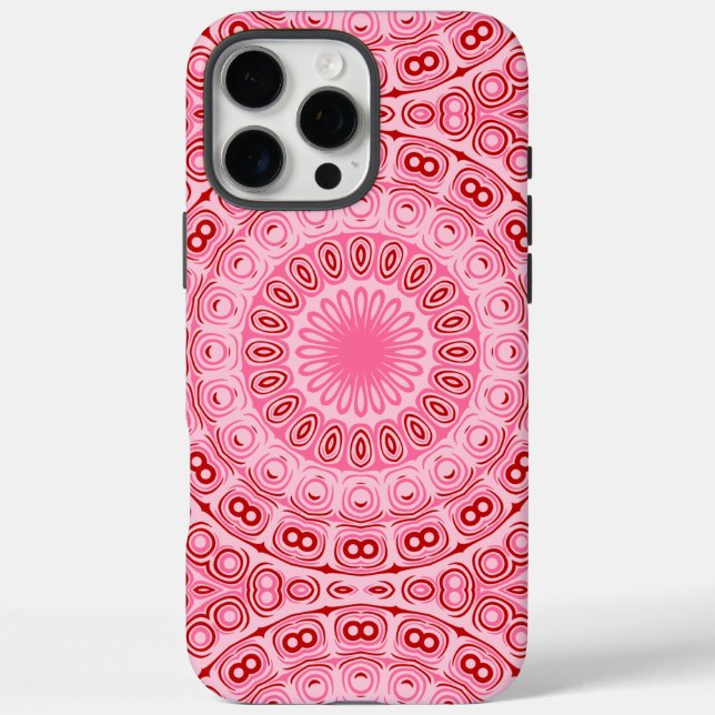 Crimson and Pink Mandala Pattern iPhone 16 Pro Max Hülle (Rückseite)