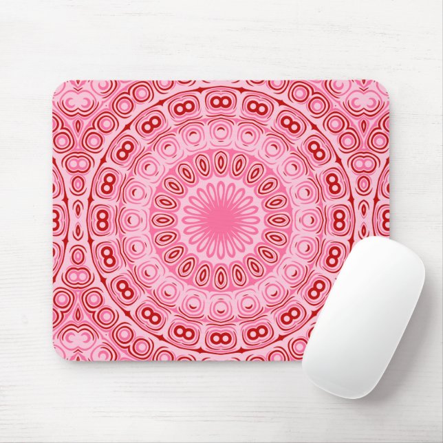 Crimson and Pink Mandala Pattern Mousepad (Mit Mouse)