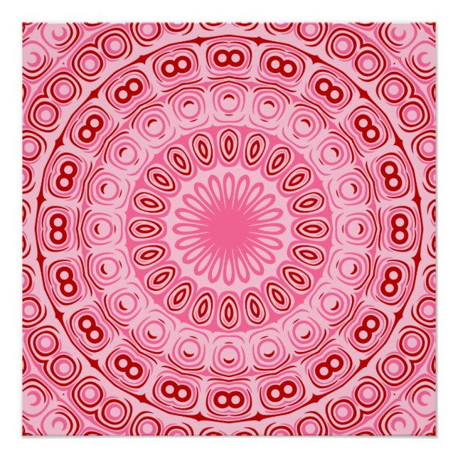 Crimson and Pink Mandala Pattern Poster (Vorderseite)