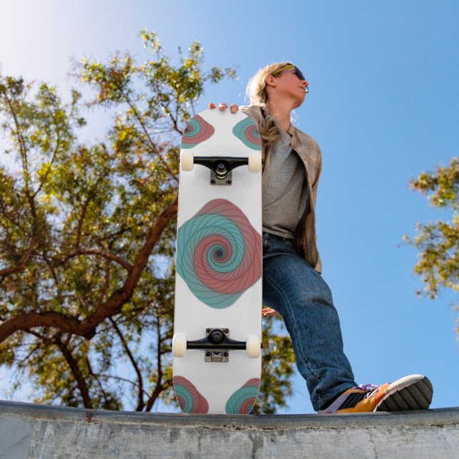 Crimson and Teal Vortex Skateboard (Außen 1)