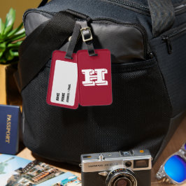 Crimson and Whit School Pride Color Style Monogram Gepäckanhänger