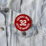 Crimson and White Football Mama Jersey Number Button<br><div class="desc">Freuen Sie sich auf Ihr Lieblings-Sportteam, Ihren Fußballspieler oder zeigen Sie einfach Ihren Schulstolz mit einem personalisierten Spirituosenknopf! Fügen Sie Ihren Schulnamen hinzu oder personalisieren Sie ihn mit einem Spielernamen und Jersey-Nummer. Ideal für Fußball, Basketball, Baseball und Fußball! Erstellen Sie individuelle Buttone für das ganze Team, Cheerleader, Eltern und Geschwister,...</div>
