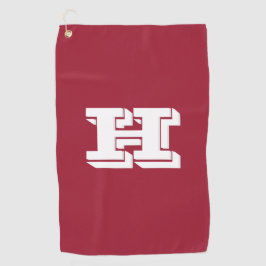 Crimson and White Varsity Letter Golf Towel Golfhandtuch