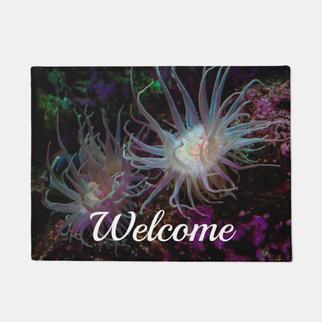 Crimson Anemone Welcome Doormat Fußmatte (Vorderseite)