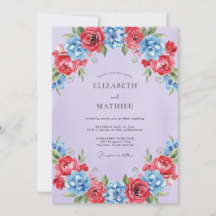 Crimson Azure Gemalte Hochzeit Einladung