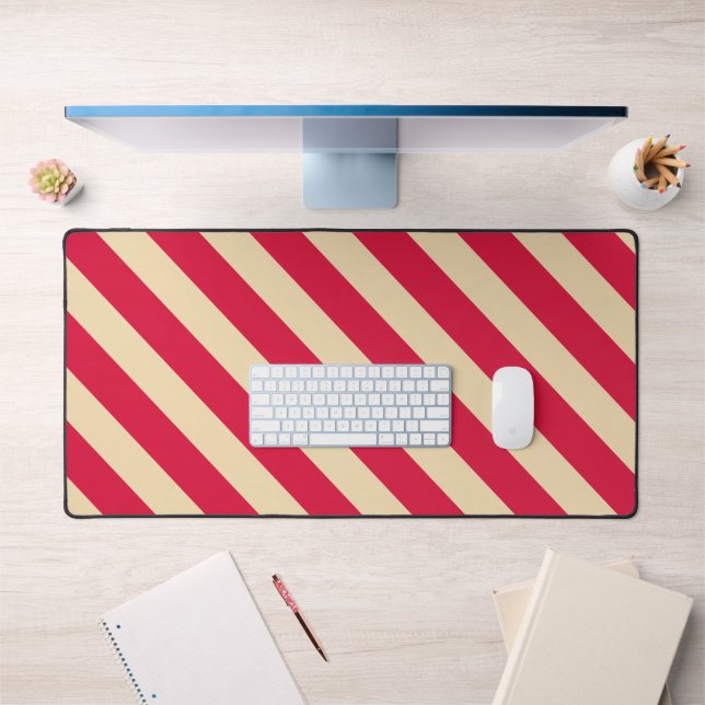 Crimson & Beige Diagonal Stripes Mat – Customize Schreibtischunterlage (Büro 1)
