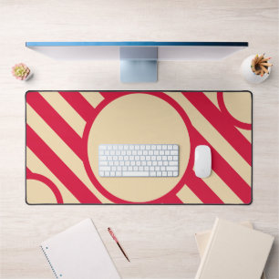 Crimson & Beige Diagonalkreis-Unterlage – Anpassba Schreibtischunterlage